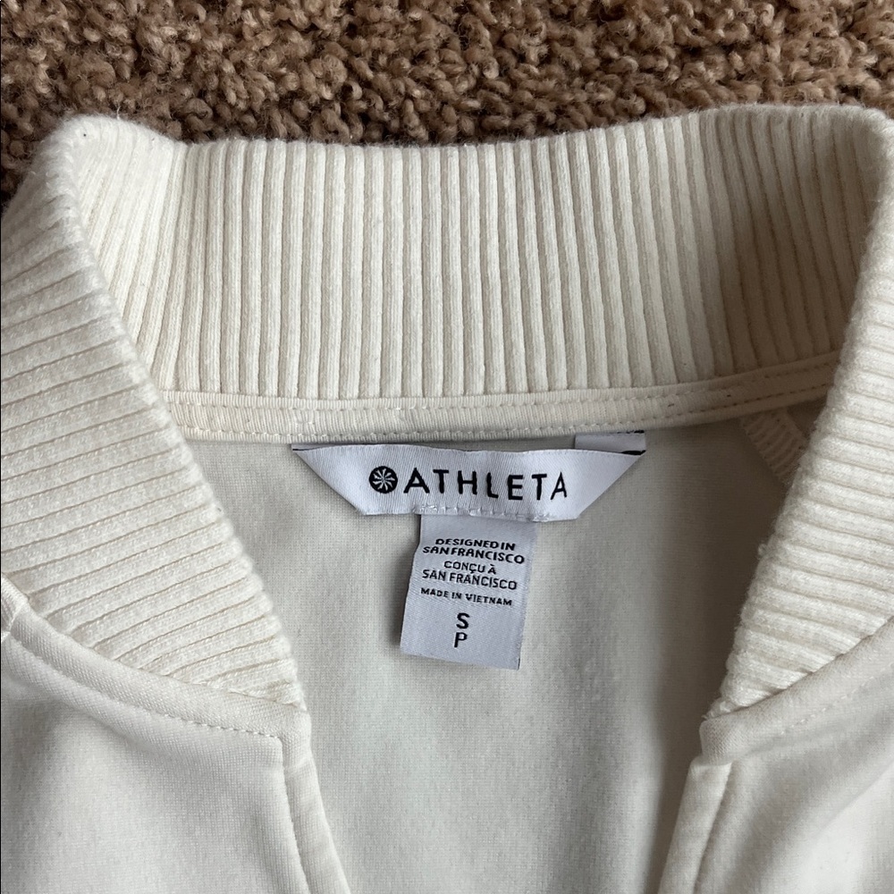 Athleta Cream Ribbed Collar Pullover - Picture 2 of 6